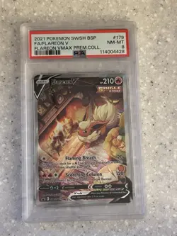 2021 PSA 8 FA Flareon V #179 Full Art Alternate Art Promo Pokemon TCG SWSH BSP - Image 1