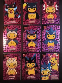 Pikachu Poncho Set Purple Holo Team Rocket Card Database Peru Pokemon Full Set - Image 1