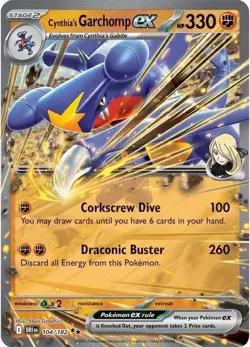 Pokemon Card - S&V: Destined Rivals 104/182 -CYNTHIA'S GARCHOMP EX (double rare) - Image 1