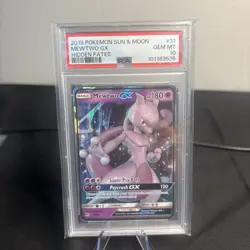 2019 POKEMON SUN & MOON HIDDEN FATES MEWTWO GX #31 PSA 10 GEM MINT GRADED CARD - Image 1