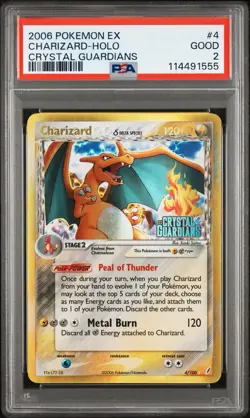 2006 Pokemon EX Crystal Guardians Charizard Holo 4/100 PSA 2 - Image 1