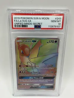 PSA 10 Latios GX  243/236 Rainbow Secret Rare Unified Minds Pokemon Card - Image 1
