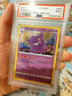 Gengar SWSH052 Promo Champions Path Holo Pin Collection Pokemon CARD PSA 9 - Image 3