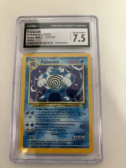 Poliwrath Pokemon Card Authentic CGC 7.5 Holo Rare 15/130 Base Set - Image 1