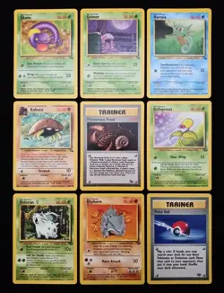 MP-LP Lot Of 9 Vintage Pokemon Cards 1999 Fossil & Jungle Regular Commons - Image 1
