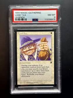 Land Tax - 1994 Magic the Gathering Trading Card - Legends - MTG PSA 8 - Image 1