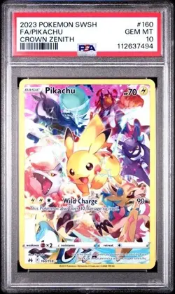 PSA 10 GEM MINT Pikachu 160/159 Crown Zenith FULL ART Rare Pokemon Card - Image 1