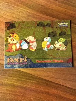 Pokemon 1998 Topps Pikachu’s Vacation Card - #46 Peacemaker Pikachu - Image 1