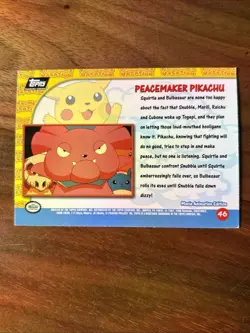 Pokemon 1998 Topps Pikachu’s Vacation Card - #46 Peacemaker Pikachu - Image 6