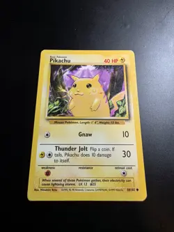 1999 PokÃ©mon Pikachu 58/102 Pokemon Base Set Card Yellow Cheeks - Image 1