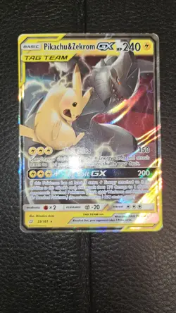 Pikachu & Zekrom GX - 33/181 - Pokemon Team Up Sun & Moon Ultra Rare Card MP - Image 1