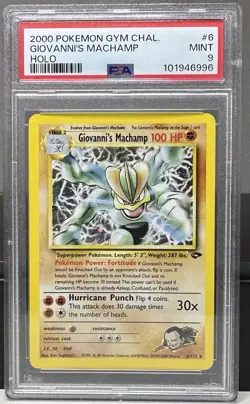 PSA 9 Mint Giovanni's Machamp 6/132 Holo Rare 2000 Pokémon Gym Challenge - Image 1