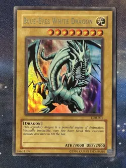 Blue Eyes White Dragon LOB-001 Ultra Rare Holo The Legend of Yugioh MPHP - Image 1