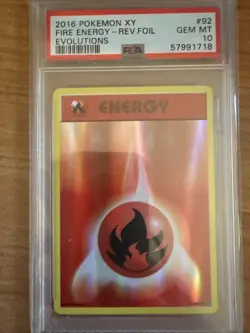 2016 Pokemon XY Evolutions Fire Energy Reverse Foil 92/108 PSA 10 GEM MINT! - Image 1