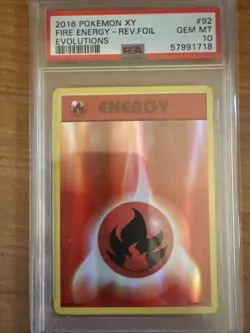 2016 Pokemon XY Evolutions Fire Energy Reverse Foil 92/108 PSA 10 GEM MINT! - Image 3