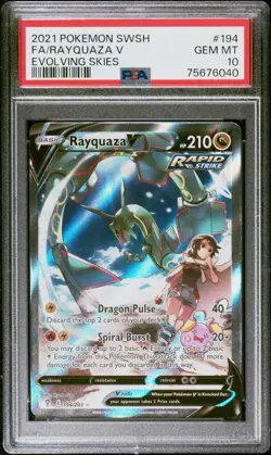 2021 POKEMON SWORD & SHIELD EVOLVING SKIES 194/203 FULL ART/RAYQUAZA V PSA 10 - Image 3
