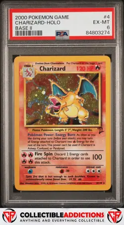 2000 Pokemon Game Base 2 #4 Charizard Holo PSA 6 - Image 3
