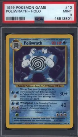 1999 Pokemon Game #13 Poliwrath Holo PSA 9 - Image 1