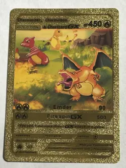 Charizard GX Evolution Rare Gold Fan Art Mint Pokemon Card - Image 1