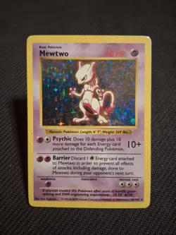 Pokemon Card - Mewtwo Base Set (Shadowless) 10/102 Holo Rare-MP - Image 1