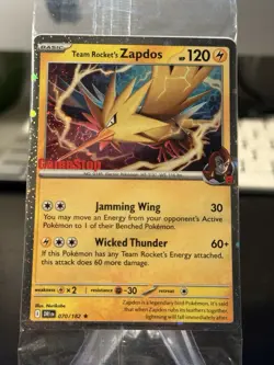 Sealed Team Rocket's Zapdos 070/182 GameStop Promo Destined Rivals Pokemon Card - Image 1