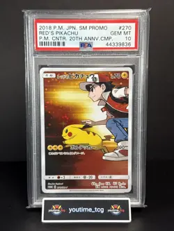 2018 Pokemon Japanese Sm Promo P.M.Cntr.20th Annv.Cmp. Red's Pikachu #270 PSA 10 - Image 1