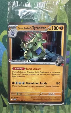 Pokemon SEALED Team Rocket's Tyranitar 096/182 Pokemon Center Exclusive Promo - Image 1