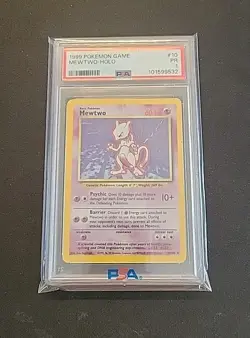 1999 POKEMON GAME #10 MEWTWO-HOLO PSA 1 Holo 10/102 - Image 2