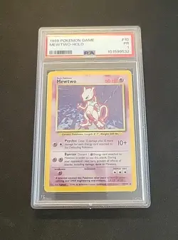 1999 POKEMON GAME #10 MEWTWO-HOLO PSA 1 Holo 10/102 - Image 3