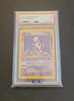 1999 POKEMON GAME #10 MEWTWO-HOLO PSA 1 Holo 10/102 - Image 8