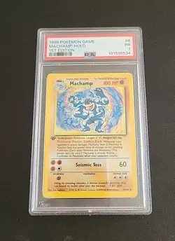 1999 POKEMON BASE SET 1ST EDITION #8 MACHAMP-HOLO PSA 1 Holo 8/102 - Image 2