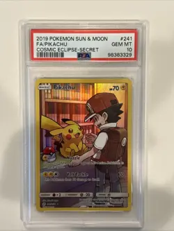 PSA 10 Pikachu Secret 241/236 Pokémon TCG Sun And Moon Cosmic Eclipse - Image 3