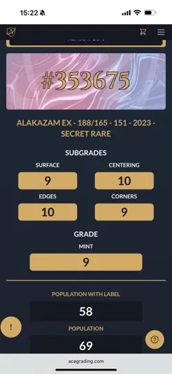 Alakazam EX 188/165 Secret Rare -  Pokémon 151 2023 - Pokémon TCG - ACE 9 - Image 3