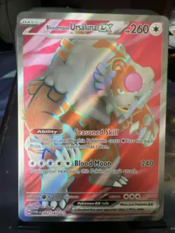 NM Pokemon Twilight Masquerade Bloodmoon Ursaluna ex Ultra Rare Full Art 202/167 - Image 1