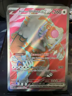 NM Pokemon Twilight Masquerade Bloodmoon Ursaluna ex Ultra Rare Full Art 202/167 - Image 3