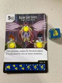 DICE MASTERS YU-GI-OH CARD WITH DICE #024 Harpie Lady Sisters Triple Scratch - Image 1