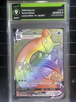 PokÃ©mon TCG Lapras VMAX Holo Ultra Rare Card Sword & Shield Degree Graded 9 - Image 1
