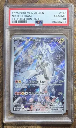 2025 POKEMON JTG EN-JOURNEY TOGETHER ILLUSTRATION RARE #167 N'S RESHIRAM PSA 10 - Image 1