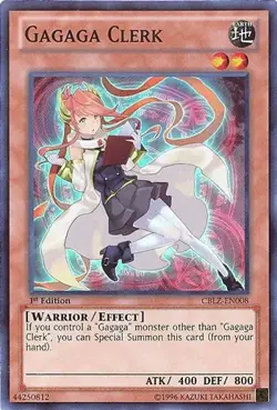 Yu-Gi-Oh Card - CBLZ-EN008 - GAGAGA CLERK (super rare holo) - NM/Mint - Image 1
