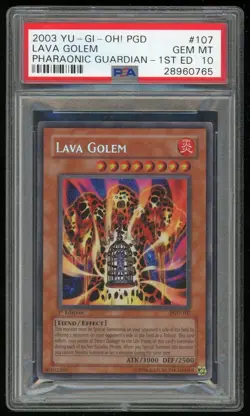 Yu-Gi-Oh Lava Golem Pharaonic Guardian 1st Ed PGD-107 PSA 10 Gem Mint Secret - Image 1