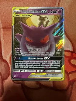 Pokemon Gengar & Mimikyu GX Full Art Holo Card 53/181 Sm-Team Up Ultra Rare - Image 1