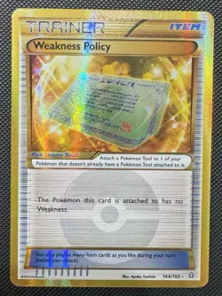 Weakness Policy 164 Secret Rare XY Primal Clash Holo Pokemon - Image 1
