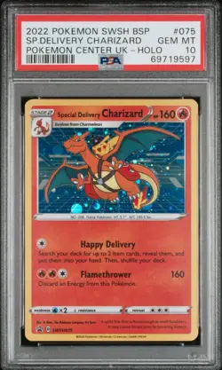 2022 POKEMON SWSH BLACK STAR PROMO #075 SPECIAL DELIVERY CHARIZARD-HOLO PSA 10 - Image 1