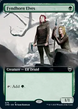 Fyndhorn Elves (Extended Art) -Foil Medium Play MTG Commander Legends - Image 2