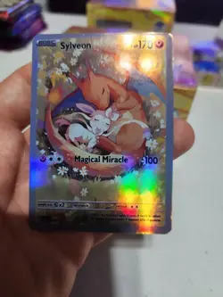 Pokemon Sylveon And Charizard Sleeping Fan Art Card Foil Mint - Image 1