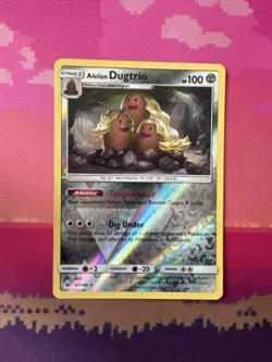 Pokemon Card Alolan Dugtrio Sun & Moon Reverse Holo Rare 87/149 Near Mint - Image 3