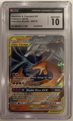 Pokemon TCG - Reshiram & Charizard GX 20/214 - Unbroken Bonds - CGC 10 - Image 1