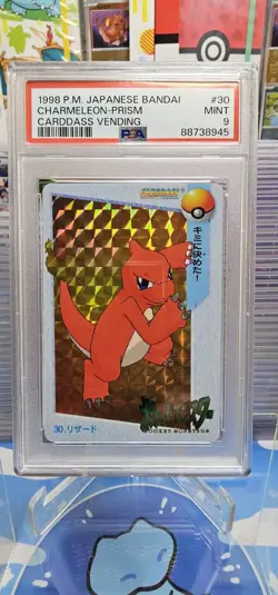 Pokemon Japanese 1998 Carddass Anime Vending #30 Charmeleon PRISM PSA 9 - Image 1