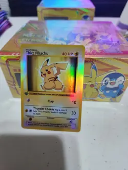 Thicc Pikachu High Quality Foil Fan Art Card Funny Collectible Gift Mint Pokemon - Image 1