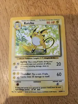 Pokémon TCG Raichu 14/102 Base Set 1999 Vintage Holo Rare Card HP - Image 1
